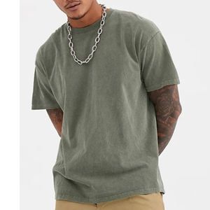 Coton 260 Gsm Lourd Baggy Blanc T-shirts Hommes Vintage Acid Wash T-Shirt Casual Goutte Épaule Lavé Surdimensionné T-shirt - Product Image 1