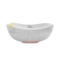 Bak Mandi Marmer Solid Alami, Bak Mandi Berdiri Bebas Ukiran Tangan dengan Fungsi Berendam untuk Kamar Mandi Vila Mewah
