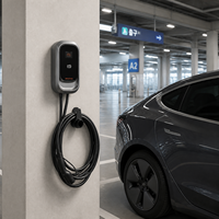 Cargador de Vehículos Eléctricos de Pared, Nivel 2, J1772 Tipo 2, Estación de Carga Inteligente para el Hogar, WiFi, Aplicación, RFID, LCD, IP55, UL 2594, IEC 61851