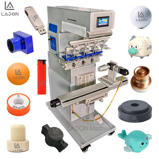 Servo 4-Colour Pad Printing Machine Transverse Slide Closed Ink Cup Automatic Pad Printer For Garment Tagless Clothing Clothes