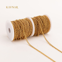 Chaîne à billes plaquée or véritable 18 carats KAVNAR, vente en gros, maillons soudés en acier inoxydable, fabrication de bijoux DIY, collier OEM