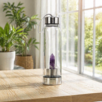 Bouteille d'eau en verre avec infuseur en pierres précieuses naturelles, en acier inoxydable 304, pour le yoga, le spa, les voyages, les boissons quotidiennes, cadeau