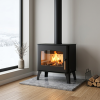 Poêle à bois moderne de haute qualité en acier noir R1401A 13,1 kW avec alimentation en air secondaire pour chauffage de salle à manger et foyer