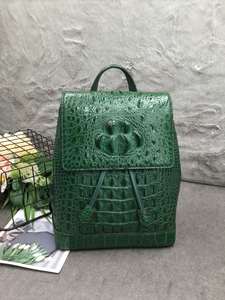 100% genuine crocodile <b>leather</b> <b>backpack</b>, with drawstring closure. Suitable for school, travel, cycling and carrying a <b>laptop</b>. - Product Image 2