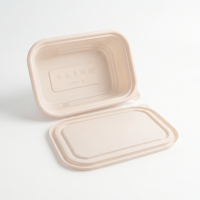 Snelle verzending bulk 900ml plantaardige maaltijdvoorbereidingsdoos biologisch afbreekbaar magnetronbestendig lunchbox met deksel