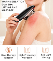Appareil de massage Gua Sha 3 en 1 à lumière rouge chauffante et vibrations pour le visage et le corps, anti-âge et drainage lymphatique