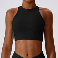 Soutien-gorge de sport pour femme, haut de sport à col montant, rembourrage amovible, maintien élevé, idéal pour le fitness, la gym et le yoga