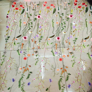 幅140 cmカラフルな水生植物の花刺繍メッシュ生地3 Dチュールレース生地子供服女性用スカートシャツ - Product Image 3