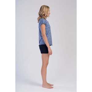 ชุดเซ็ตเสื้อแขนสั้นคอวีผ้าวิสโคสหรูหราสำหรับผู้หญิง พร้อมโบว์ตกแต่ง เอวยางยืด ผ้าสแปนเด็กซ์ ระบายอากาศได้ดี เนื้อผ้านุ่ม พิมพ์ลายเรียบ - Product Image 2