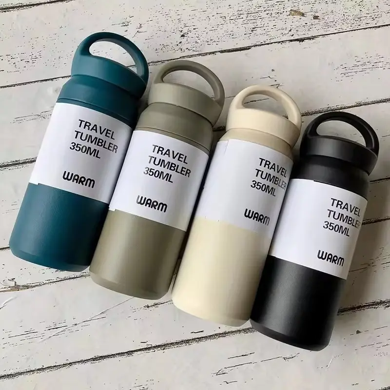 Wholesale Stainless Steel Travel Tumbler 350ml/500ml Double Wall Insulated Coffee Mug/Cup/Water Bottle Flask With Metal Handle