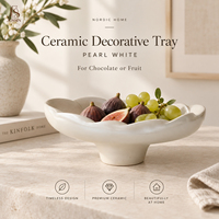 Bol en céramique nordique en forme de fleur, plateau de service en céramique pour chocolat, fruits, décoration de la maison, mise en place de la table