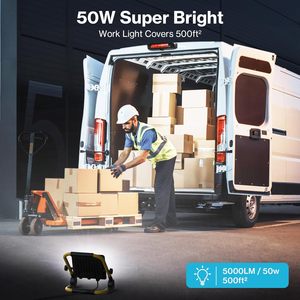 Projecteur de travail LED 100W 10000 LM à faisceau large avec cordon de 1,5 m et interrupteur, support portable pour camping, garage WD-903, support de lampe de travail WD-9 - Product Image 4