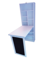 Table pliante convertible avec tableau noir et étagère latérale Meuble de rangement multifonction pour le salon, gris