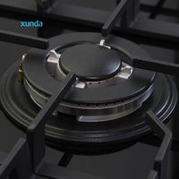 Xunda Table de cuisson en verre trempé noir Meilleure flamme 5 brûleurs Cuisinière à gaz à vendre Plaque de cuisson à gaz intégrée