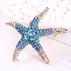Broche de Estrela-do-mar em Liga com Strass Vintage Transfronteiriço Feminino, Alfinete de Luxo de Nicho para <span class=keywords><strong>DIY</strong></span>, Atacado, Corsage de Terno Sofisticado - Product Image 2