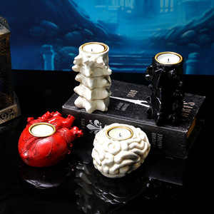 Candelabros de Halloween con Diseño de Cerebro, Corazón y Columna Vertebral, Decoración Gótica para Fiestas y Hogar - Product Image 3