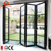 Puerta Corredera de Vidrio Doble con Rotura de Puente Térmico y Aislamiento Térmico, Puerta Plegable de Aluminio para Patio