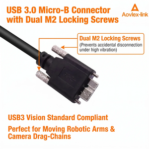 <span class=keywords><strong>Cable</strong></span> <span class=keywords><strong>USB</strong></span> <span class=keywords><strong>3.0</strong></span> de 3 Metros, Tipo A Macho a <span class=keywords><strong>Micro</strong></span> B Macho con Tornillos de Bloqueo, <span class=keywords><strong>Cable</strong></span> para Cámara Industrial - Product Image 3
