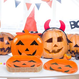 Pink Halloween Pumpkin <b>Paper</b> Plates Disposable Tableware Set Heavy Duty Party Supplies For Halloween Decorations - Product Image 3