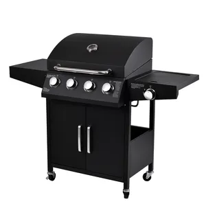 Camping Smokeless Automatic Barbecue Grill Machine stainless steel bbq 4+1burners gas grill