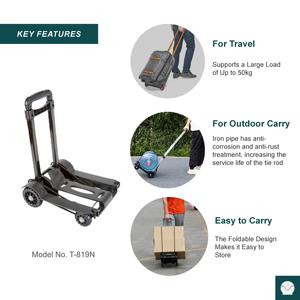 Tianyu Rollwagen Tragbarer Gepäckwagen Faltbarer Einkaufswagen Karton-Kunststoff Klappbarer Handwagen Geräuscharm Flach Schwerlast 4-Rad - Product Image 2