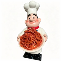 Statue de chef en résine tenant une assiette de spaghetti, figurine de cuisinier de dessin animé, taille et couleur personnalisées, décoration pour la maison, le bureau, la cuisine, le restaurant