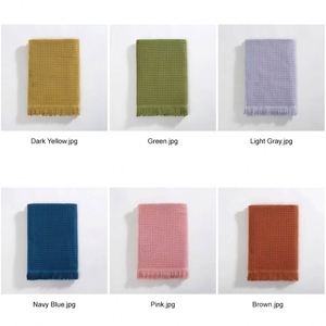 Serviette de bain en coton gaufré de luxe avec pompons, serviette de bain extra-large à haute absorption, couverture douce pour la plage et le spa - Product Image 2