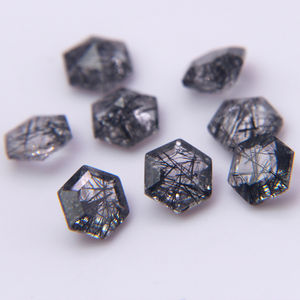 Natural Gemstones Hexagon <b>Black</b> Rutilated Citrine for Silver and Gold Jewelry - Product Image 4