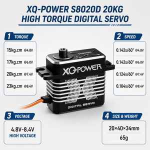 Servomoteur numérique sans noyau en acier inoxydable étanche 20KG S8020D haute précision pour voiture RC 1/12, camion, <span class=keywords><strong>hélicoptère</strong></span> XQ-POWER 8.4V - Product Image 1