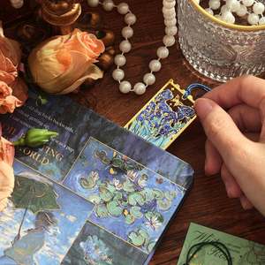 1pc in <b>Bookmarks</b> Fluorescent Impression Series Oil Painting Style Flower Hollow Out Tassel <b>Bookmarks</b> - Product Image 3