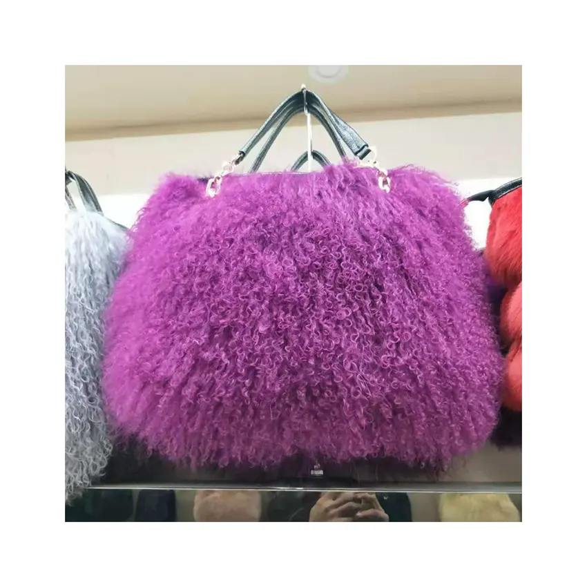 Big Size Soft Schwarz-Weiß-Schafspelz-Tasche Ladies Fur Sling Bags
