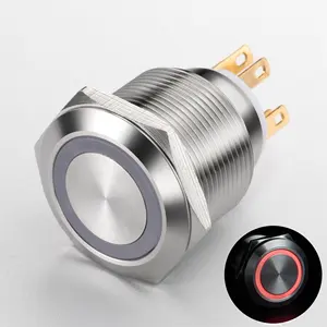 Nắp Dừng Khẩn Cấp Piezo Chuyển 19Mm Tay Cảm Ứng Loại Ánh Sáng Dừng Khẩn Cấp Đẩy Để Bắt Đầu Xe Chuyển Đổi Kim Loại Đỏ 16Mm Điều Khiển 5A