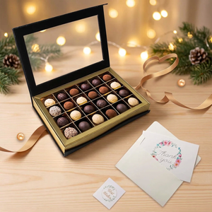 Caja de Regalo Ecológica de Lujo Personalizada con Tapa Abatible para Refrigerios, Cajas de Bombones de Chocolate Árabe con Separador - Product Image 1