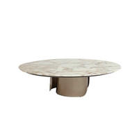 Table basse moderne-Ronde en acier inoxydable avec dessus en marbre bronzé Meubles de salon pour la maison dans un style de