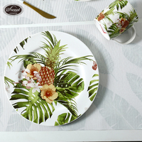 Vente en gros de plantes modernes vaisselle d'hôtel de luxe ensemble d'assiettes vaisselle restaurant porcelaine fine vaisselle en céramique ensembles de vaisselle