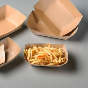 Bandeja de Comida Desechable con Impresión Personalizada, Contenedor de Papel Reciclable para Papas Fritas, Ensaladas, Material de Grado Alimenticio - Product Image 1