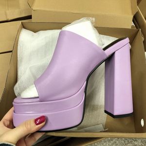 Giày Da Đế Dày Escarpines Cao 14CM, Giày Cao Gót Đế Xuồng Hở Mũi Thiết Kế Mới - Product Image 4