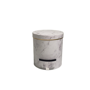 Marble design paper round flower gift packaging box with drawer wholesale