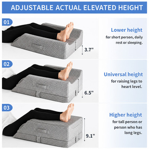 Almohada de elevación de piernas en capas OEM con espuma 26D y espuma viscoelástica de gel 30D, funda acolchada con diseño de diamante y asa con velcro - Product Image 3