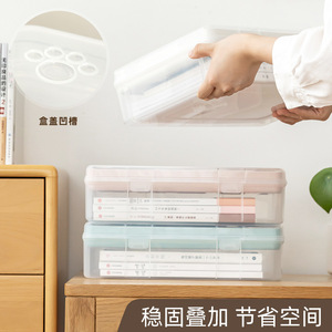 Shidai Liangpin Stationery Storage Box Double Layer Transparent Plastic Organizer For Desk Student Use - Product Image 5
