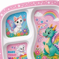 Écologique Dessin Animé Motif PP Plateau Portable Sûr Séparé En Plastique Assiette Plat Enfants À Manger De Qualité Alimentaire Vaisselle Ensemble En Gros
