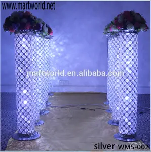Shinning boda columnas con cambiable LED boda luz cristal llevó pilares boda decoración partido pasarela soporte (MWS-002)