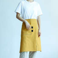 Tablier de chef/serviteur sans manches en jean, mi-long, pour hommes et femmes, idéal pour l'hôtellerie, la restauration et la cuisine, avec imprimé tendance coréen