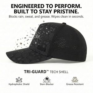 Casquette de baseball TOP-EX Performance pour homme, en PVC, résistante à l'<span class=keywords><strong>eau</strong></span>, réglable, rafraîchissante, pour la course, le golf, 6 panneaux, fermeture snapback, découpe laser - Product Image 3