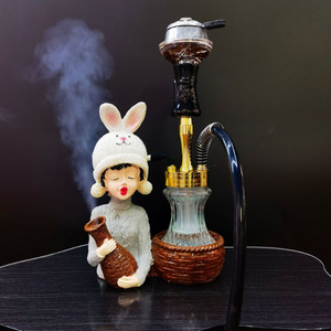 Cachimba Árabe con Forma de Conejo, Linda Chica con Suéter, Artesanía de Resina, con Luz LED - Product Image 1