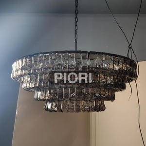 โคมไฟระย้าแก้วควัน4ชั้นแบบอเมริกัน36 "สำหรับบ้านโรงแรมห้องพักวิลล่าโคมระย้าแก้วแฮนด์เมดแบบย้อนยุคทันสมัย - Product Image 5