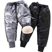 Pantalon d'hiver en cuir léger pour garçon, doublure polaire épaisse à Triple couche pour fille, pantalon en coton Long élastique chaud à la mode pour enfant