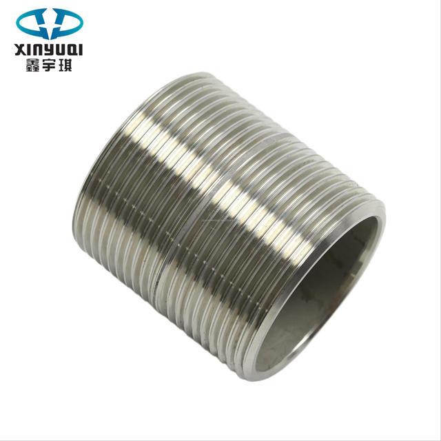 YQ Wholesale Fittings 304 Stainless Steel Fittings, Double-Ended Equal-Diameter Full-Threaded Pipe Fittings, 3/8 BSPT Castings