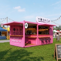 Container Mobile per Caffetteria da 20 Piedi, Chiosco Portatile con Bancone Bar, Stand Vintage per Fast Food e Bevande