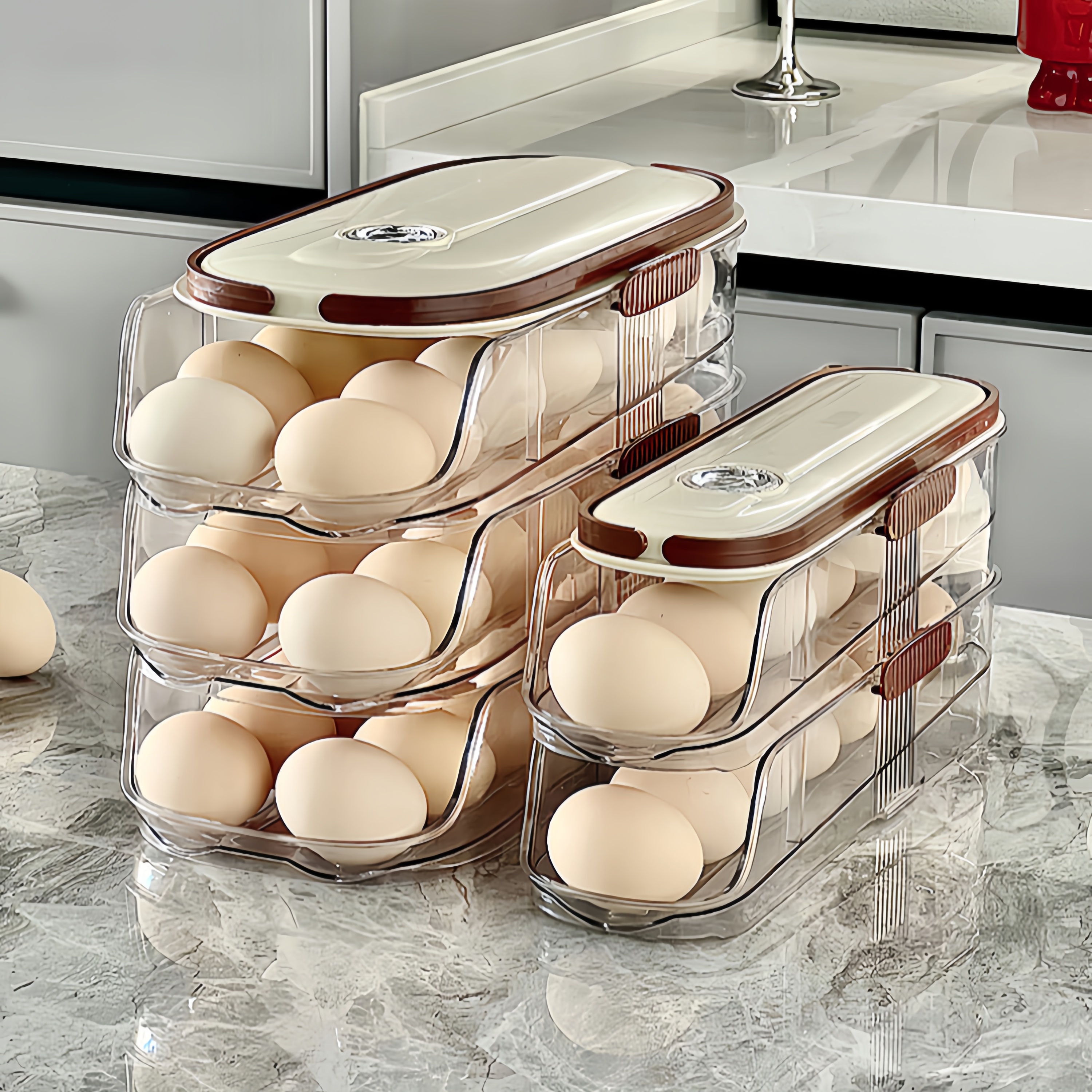 Yuflen Boite à Oeufs Frigo pour 16 Oeufs Boite a Oeufs en Plastique Yuflen Boite à Oeufs Frigo pour 16 Oeufs Boite a Oeufs en Plastique